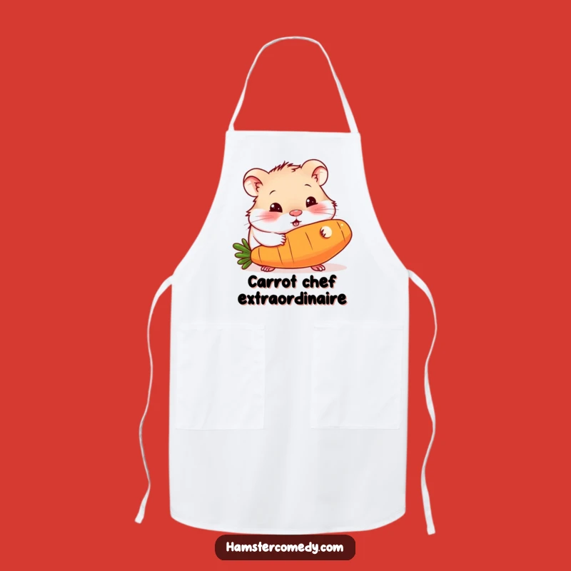 Funny Hamster Carrot Apron: Kitchen Rodent Chef Munching Giant Veggie Gift