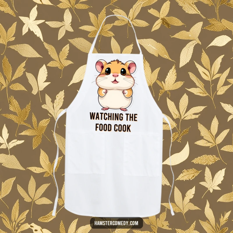 Funny Hamster Apron featuring a hamster with gigantic, curious eyes looking intently, adding humor to kitchen tasks.