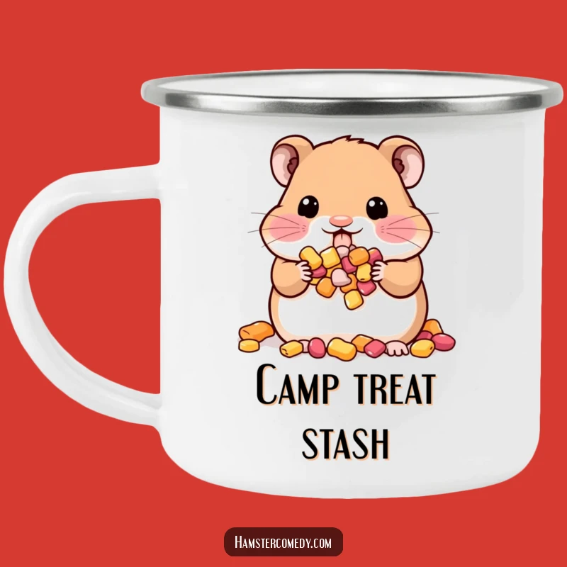 Funny Kawaii Hamster Camping Mug: Snack Time Outdoors, Hilarious Gift for Campers!