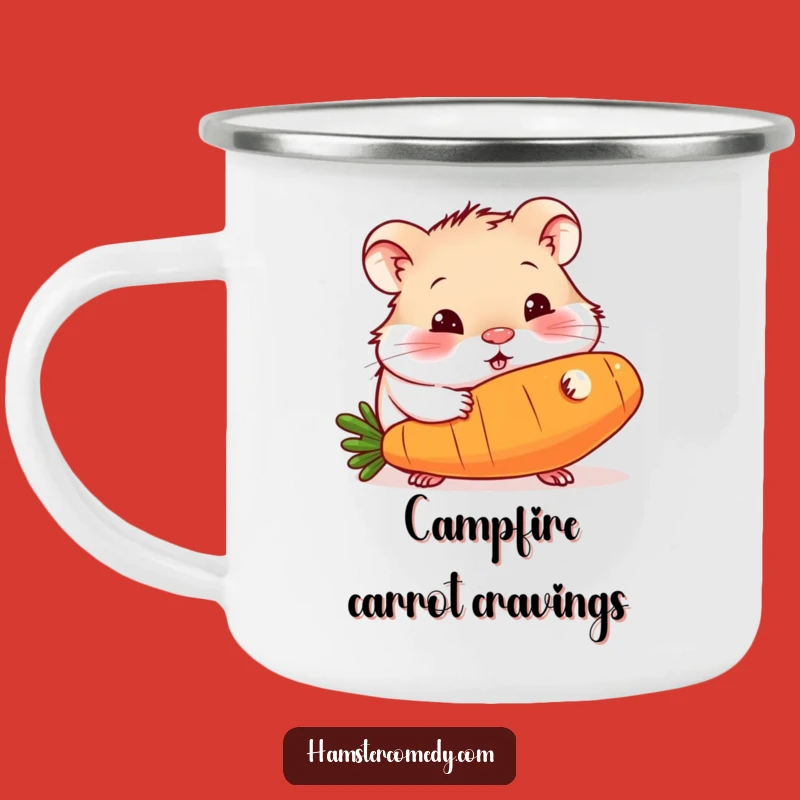 Funny Hamster Carrot Camping Mug: Curious Rodent Munching Giant Veggie Gift