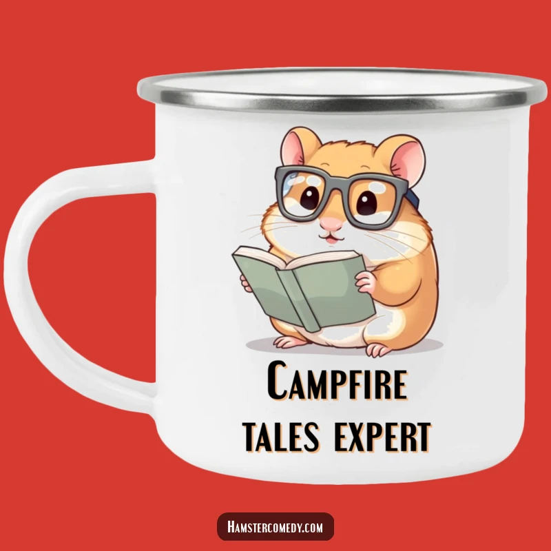 Funny Hamster Camping Mug: Bookworm Glasses, Durable and Humorous Literary Gift