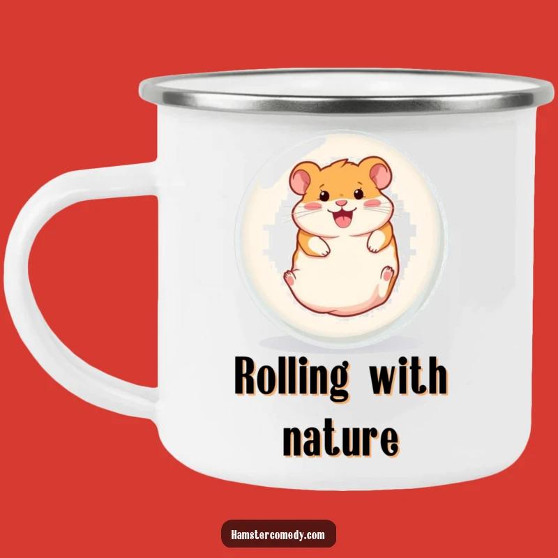 Funny Hamster Ball Roller Camping Mug: Gleeful Rodent's Hilarious Fun Gift