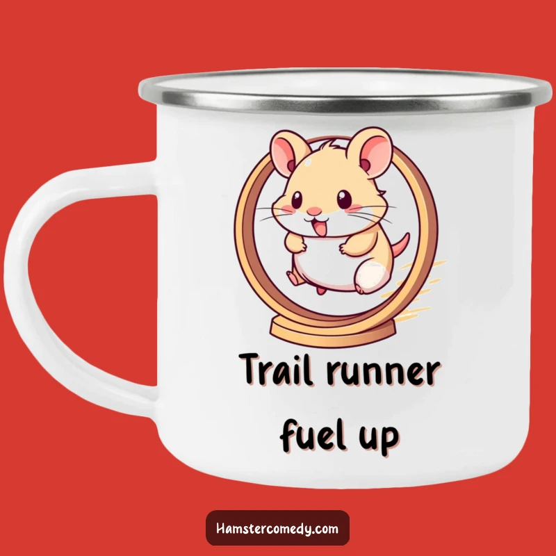 Enamel Funny Kawaii Hamster Camper Mug - Rugged & Hilarious Outdoors Gift