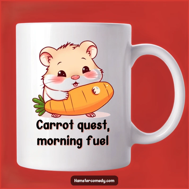 Funny Hamster Carrot Nibbler Mug: Curious Rodent Munching Giant Veggie Gift