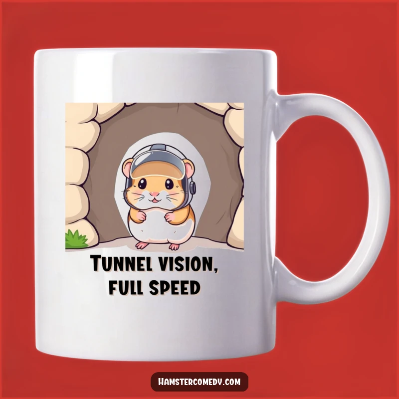 Funny Hamster Tunnel Explorer Mug: A Tiny Helmeted Rodent Adventure Gift