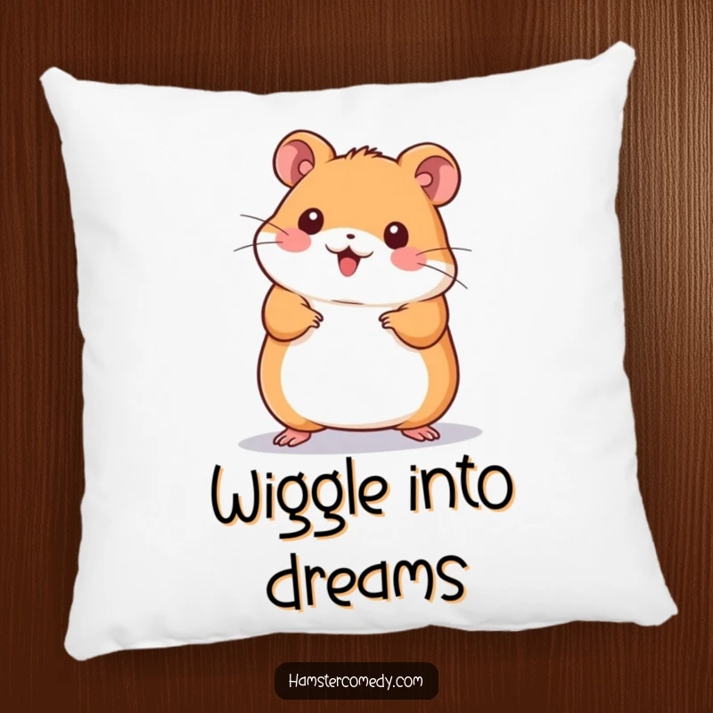 Funny Kawaii Hamster Pillow: A cute, plump hamster joyfully wiggling its body in a dance, adding a touch of playful energy to any space.
