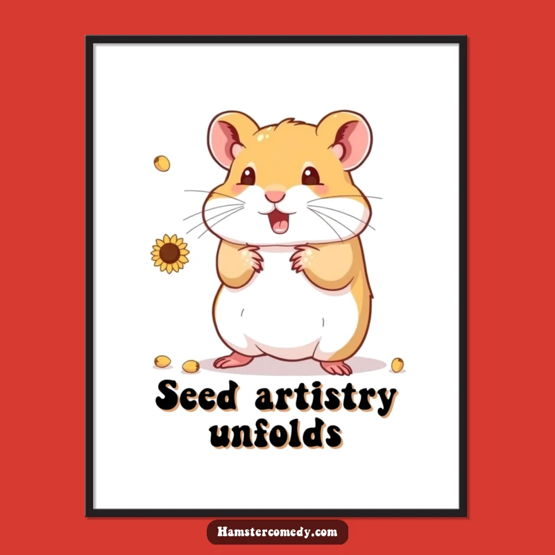 Funny Hamster Juggling Seeds Digital Art: Instant Humor for Your Walls