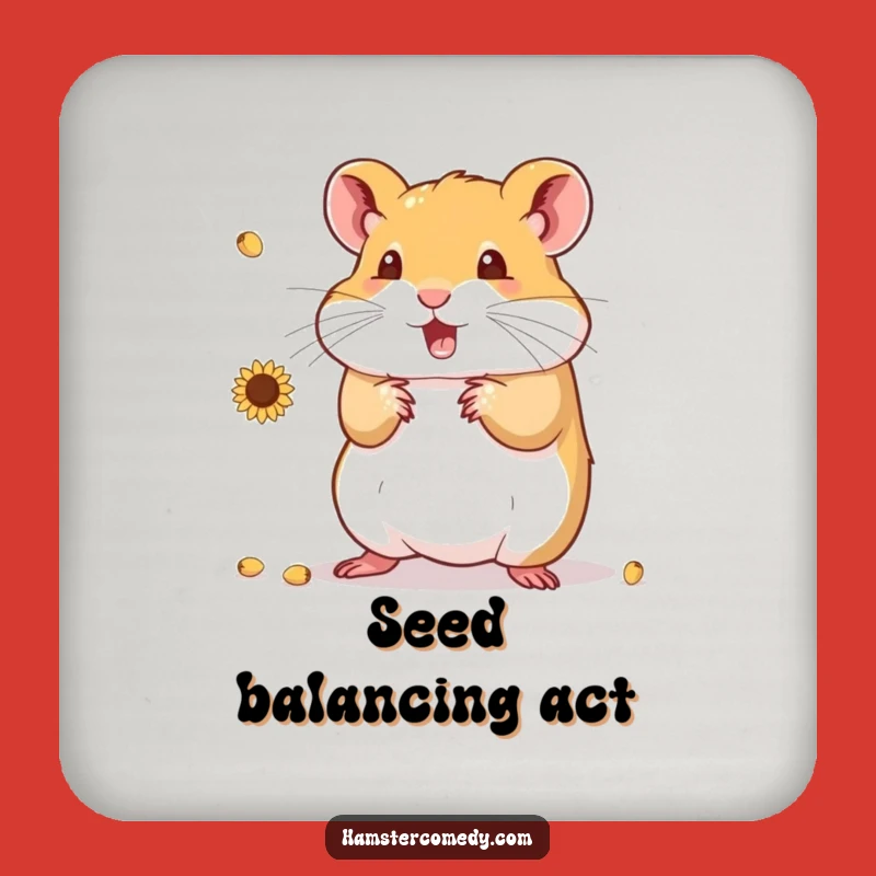 Funny Hamster Juggling Seeds Coaster: Protect Surfaces with Humor