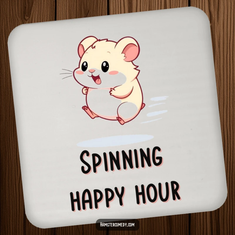 Funny Kawaii Hamster Drink Coaster: A hamster running on a wheel, protecting surfaces with speedy and humorous charm.