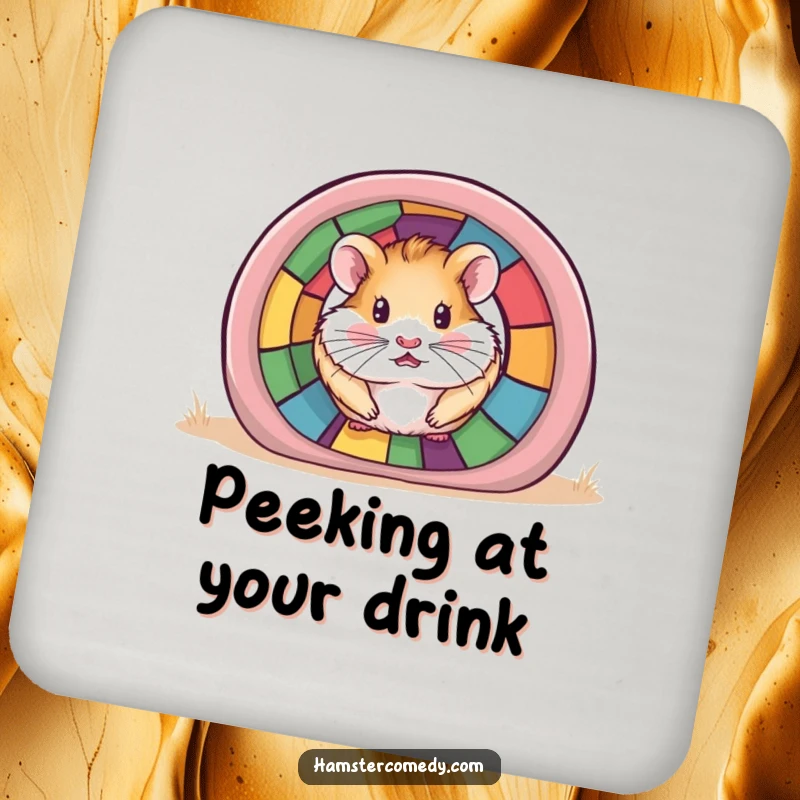 Funny Hamster Tunnel Coasters depicting a hamster theme, providing humorous protection for surfaces.