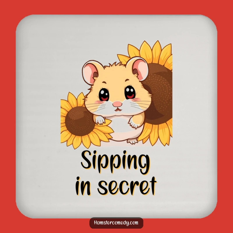 Funny Hamster Coaster: Seed Watcher, Shy Hamster Funny Gift