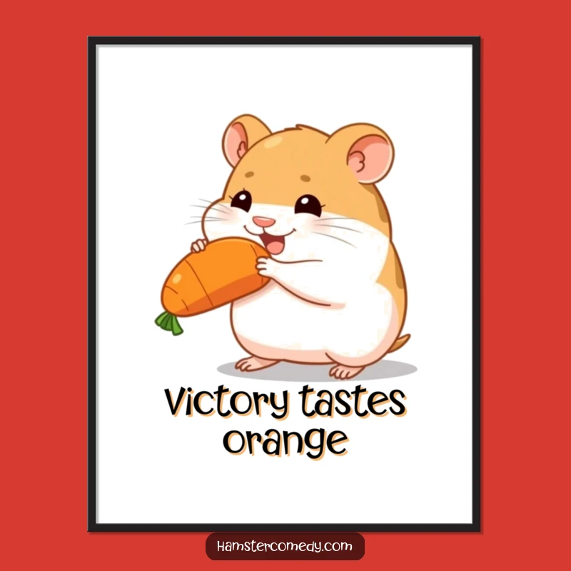 Funny Determined Hamster Carrot Poster - Joyful Decor Funny Gift