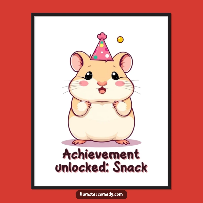 Funny Hamster Party Hat Poster: Vibrant Wall Art for Festive Cheer