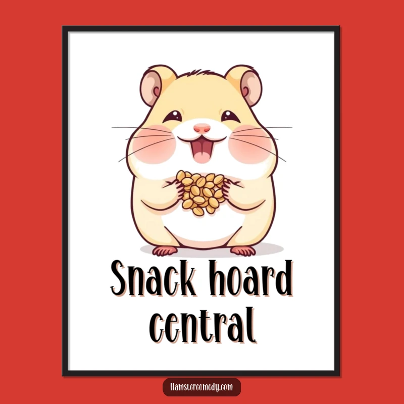 Funny Hamster Poster: Cheeky Snack Art, Perfect Wall Decor Gift!