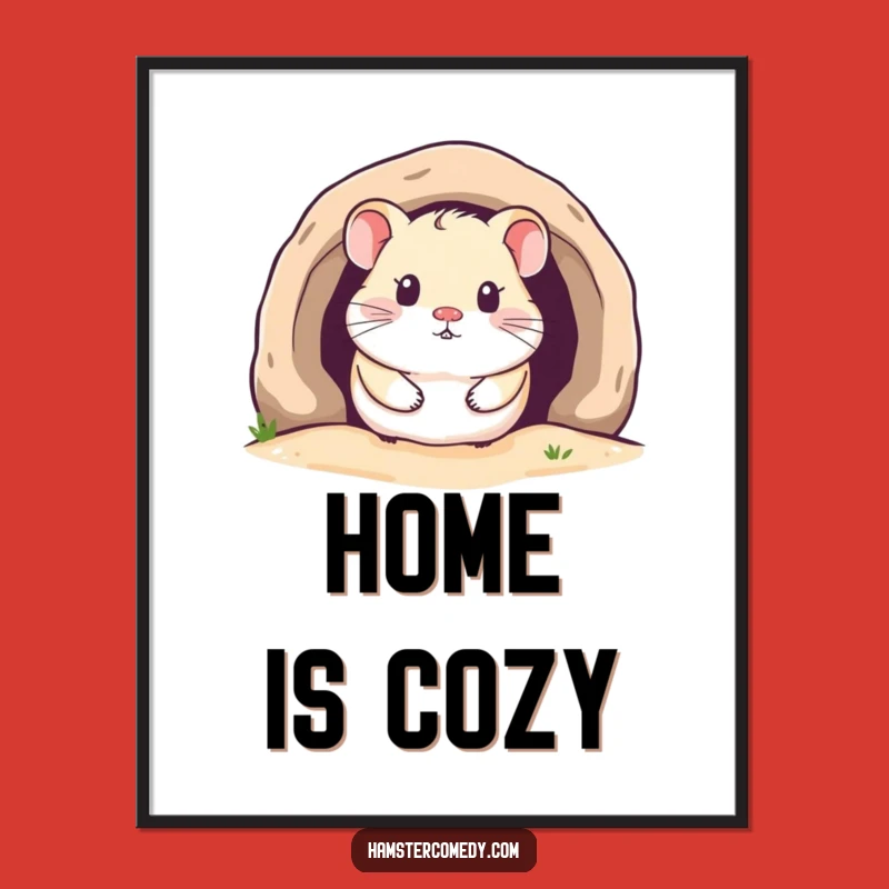 Funny Kawaii Hamster Poster: Cozy Burrow Peek, Charming Wall Art!