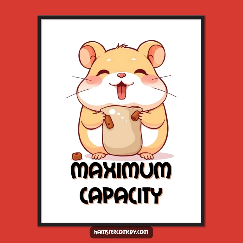 Funny Hamster Hoarding Poster - Hilarious Wall Art for Foodies!