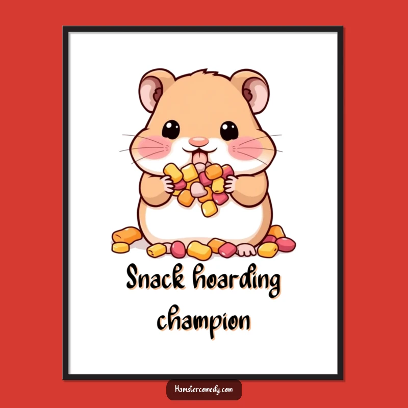 Funny Kawaii Hamster Poster: Snack Art, Hilarious Decor for Kitchens!