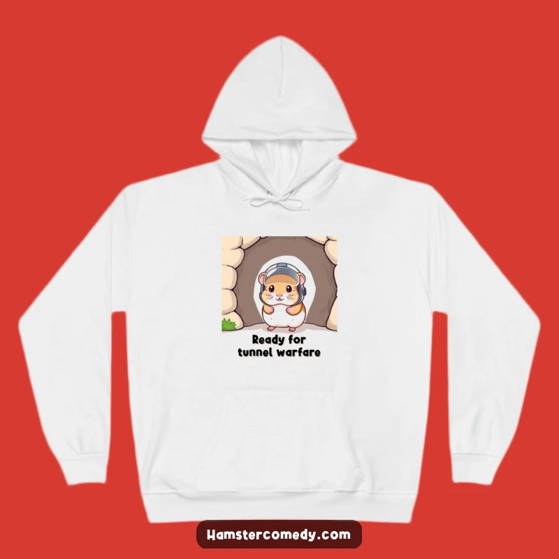 Funny Hamster Helmet Hoodie: Cozy Rodent Explorer Peeking from Tunnel Comfort
