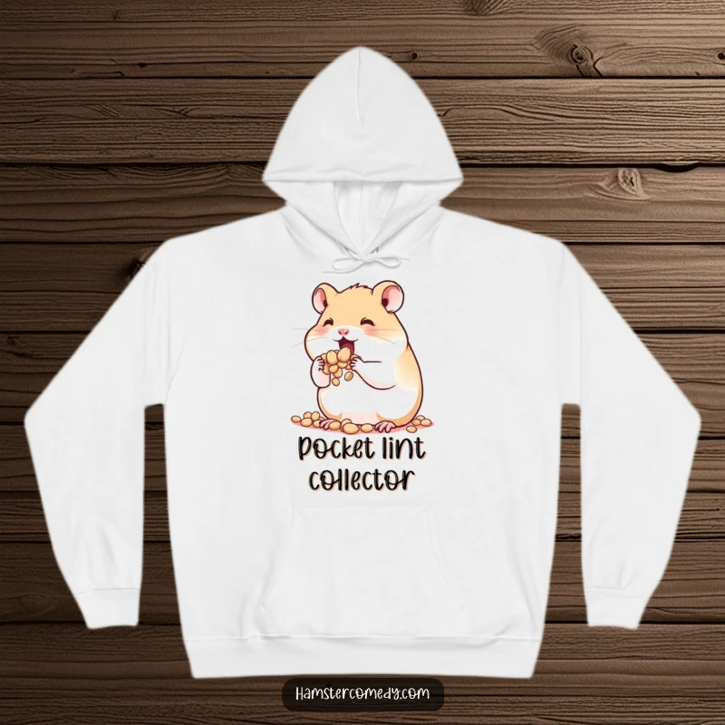 Funny Hamster Hoodie: A cute hamster with impossibly stuffed cheeks, ready to burst with seeds, designed for warmth and humorous charm.