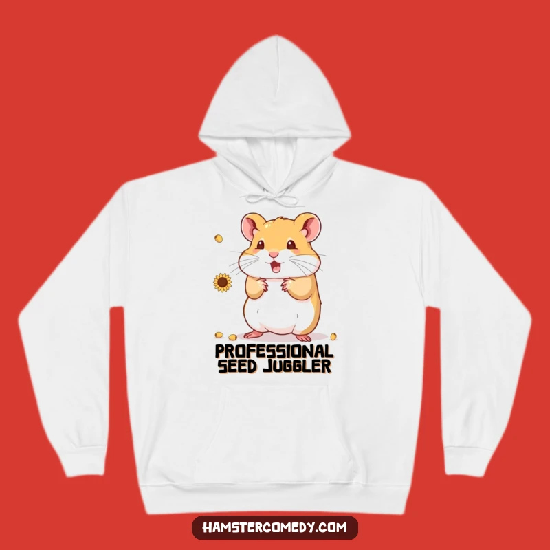 Cozy Funny Hamster Hoodie: Keep Warm with a Juggling Seeds Design