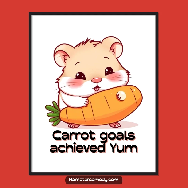 Free Printable Wall Art: Funny Hamster Nibbling Carrot for Humorous Downloadable Decor