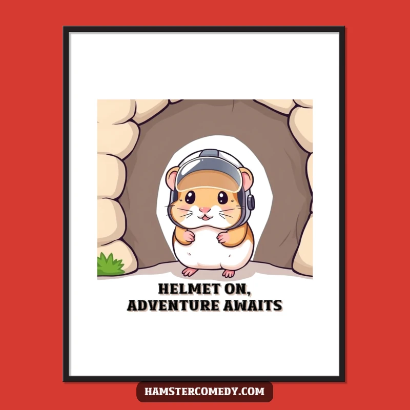 Free Printable Wall Art: Funny Helmet Hamster's Tunnel Adventure for Humorous Downloadable Decor