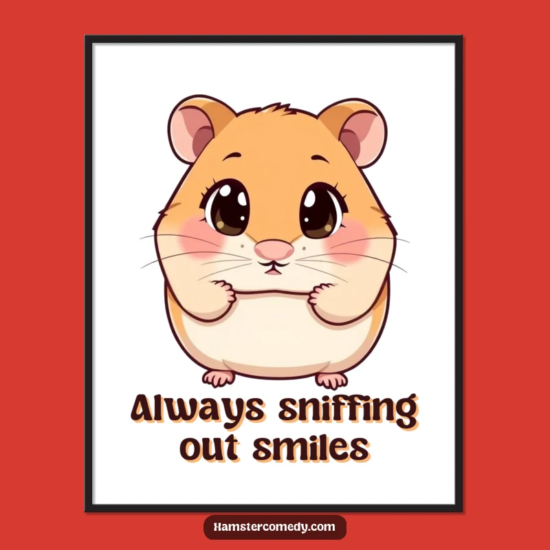 Free Printable Wall Art: Kawaii Hamster Sniffing, Funny Downloadable Decor
