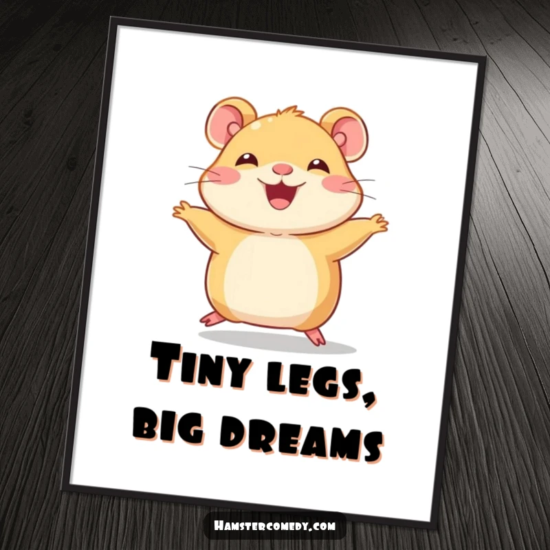 Funny Free Printable Wall Art: A joyful hamster performing a funny hop with its tiny legs, adding whimsical charm.