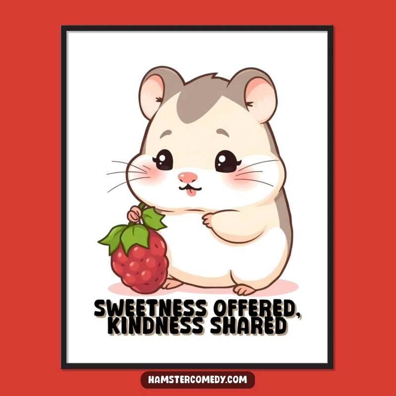 Funny Free Printable Wall Art: Shy Hamster Berry Art, Downloadable Charm!