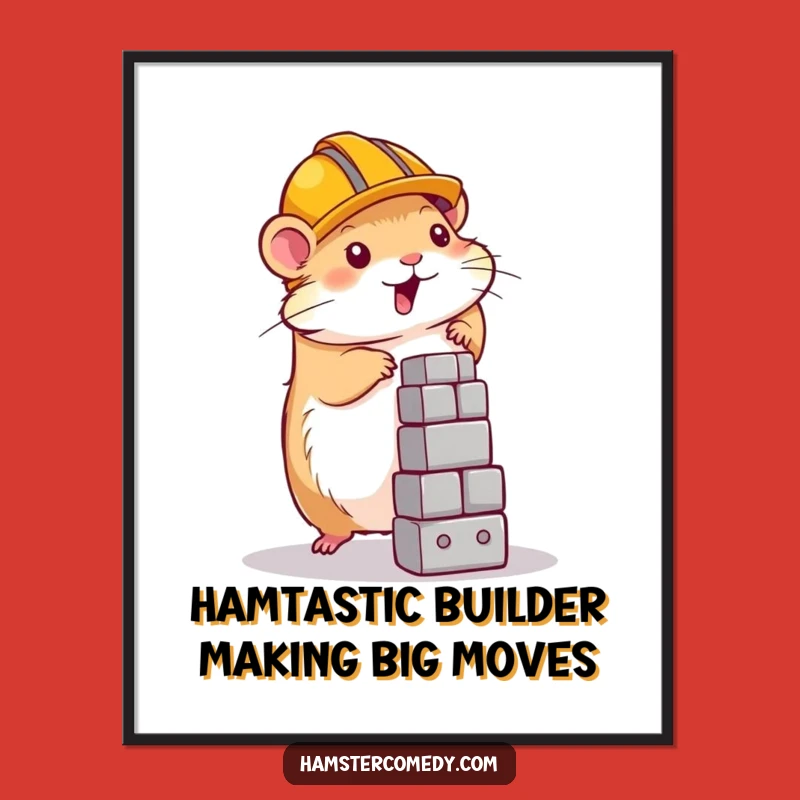 Funny Free Printable Wall Art: Hamster Construction Worker, Downloadable Humor Gift!