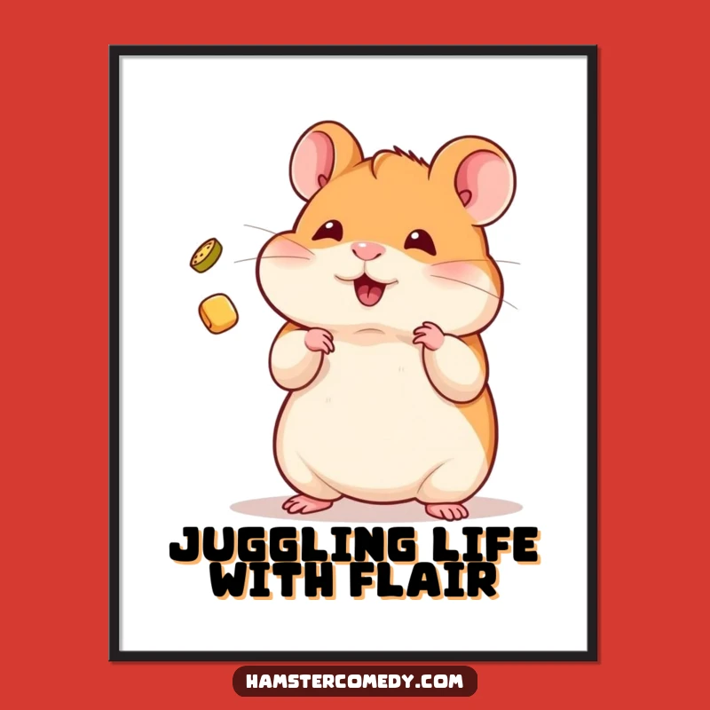 Free Printable Wall Art: Juggling Kawaii Hamster, Funny Downloadable Decor