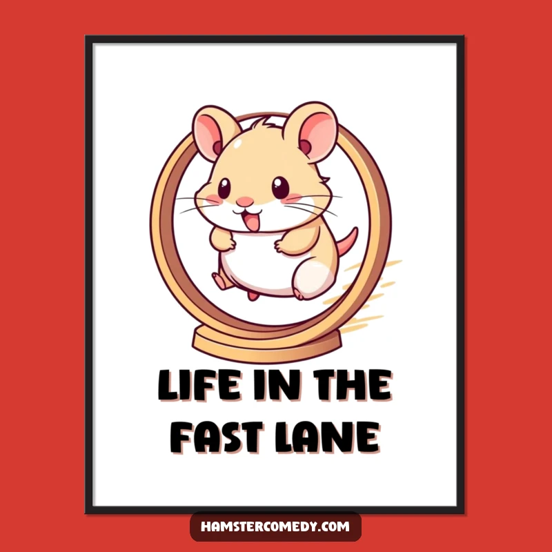 Funny Free Printable Wall Art: Speedy Hamster on Wheel - Downloadable Art