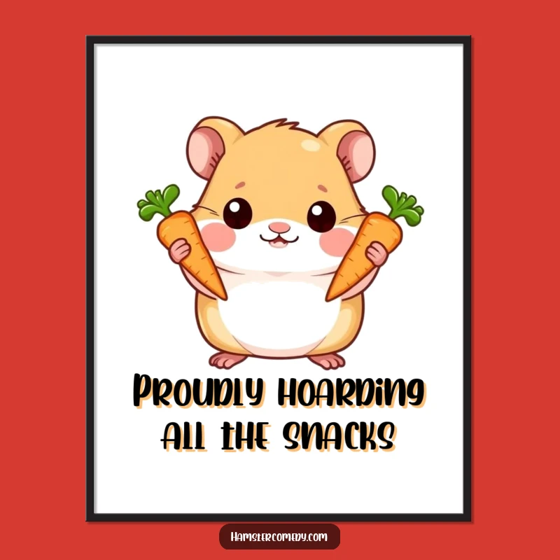 Funny Free Printable Wall Art: Proud Hamster & Carrots! Downloadable Art.