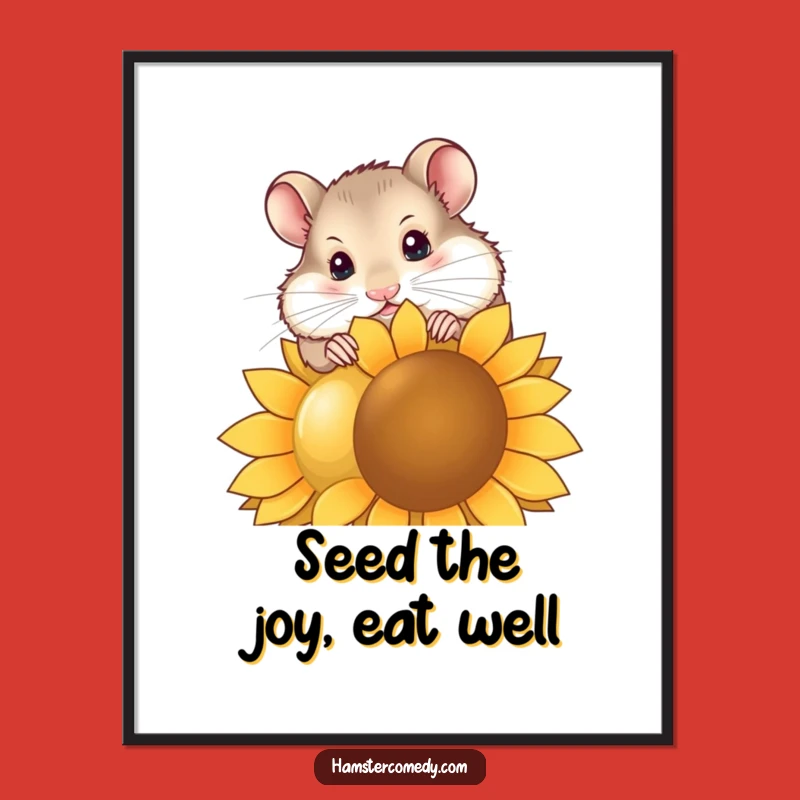 Funny Free Printable Wall Art: Cheeky Hamster Nibbling Seed, Downloadable Decor