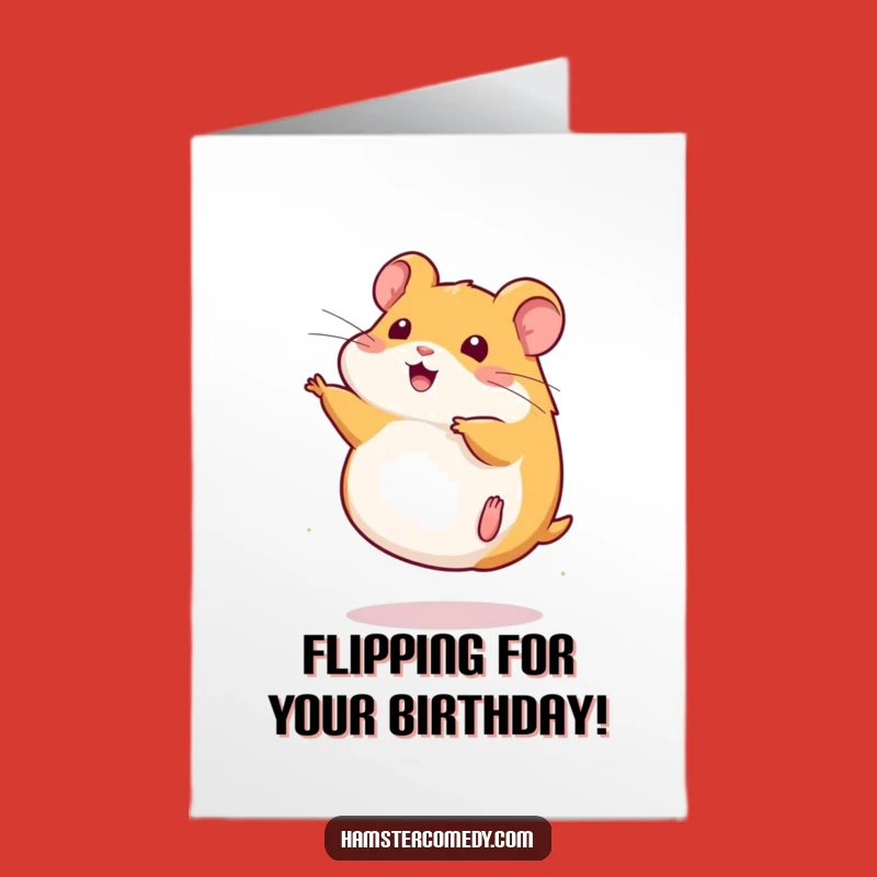 Free Printable Birthday Card: Somersaulting Kawaii Hamster, Funny Downloadable Gift