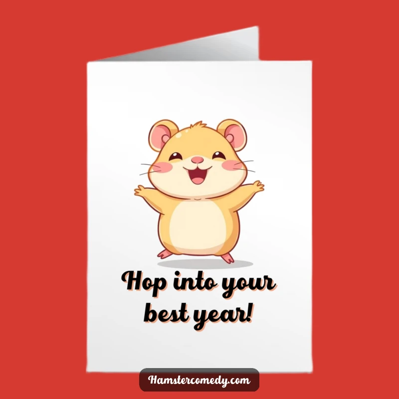 Free Printable Birthday Card: Hopping Hamster, Funny Downloadable Greeting for a Cheerful Celebration