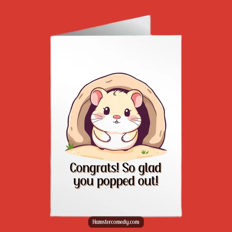 Free Printable Congrats Card: Cozy Hamster Peek, Sweet & Funny Downloadable Greeting