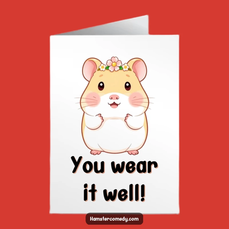 Free Printable Congrats Card: Floral Kawaii Hamster Crown Funny Downloadable Gift