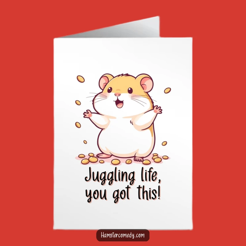 Free Printable Congrats Card: Hamster Juggling Success, Downloadable Humorous Gift