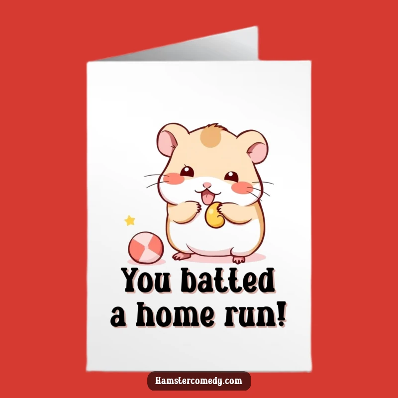Free Printable Congrats Card: Playful Hamster Toy Funny Downloadable Celebration Gift