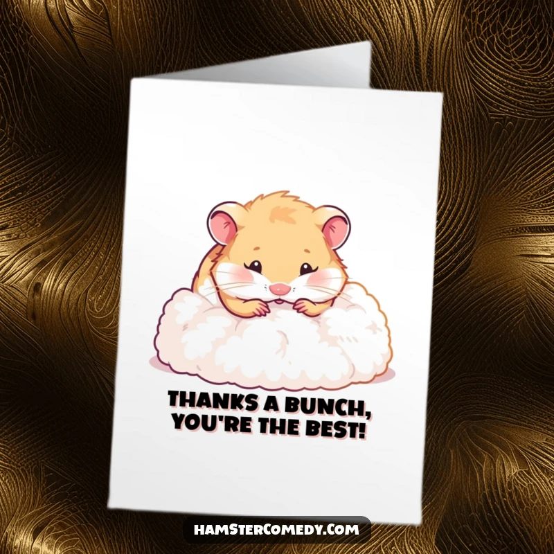 Funny free printable thank you card with a cute hamster digging, conveying warm thanks with a playful spirit.