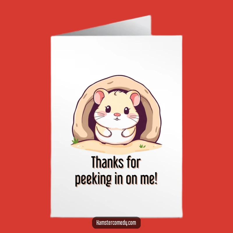 Free Printable Thank You Card: Cozy Hamster Peek, Heartwarming Downloadable Message