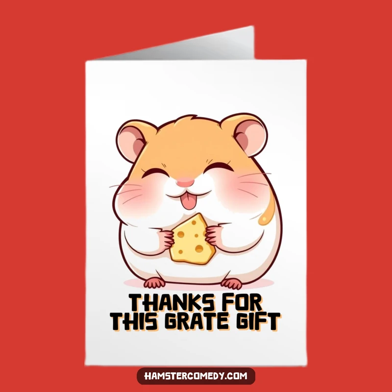 Free Printable Thank You Card: Funny Hamster Eating Cheese, Grateful Pet Downloadable