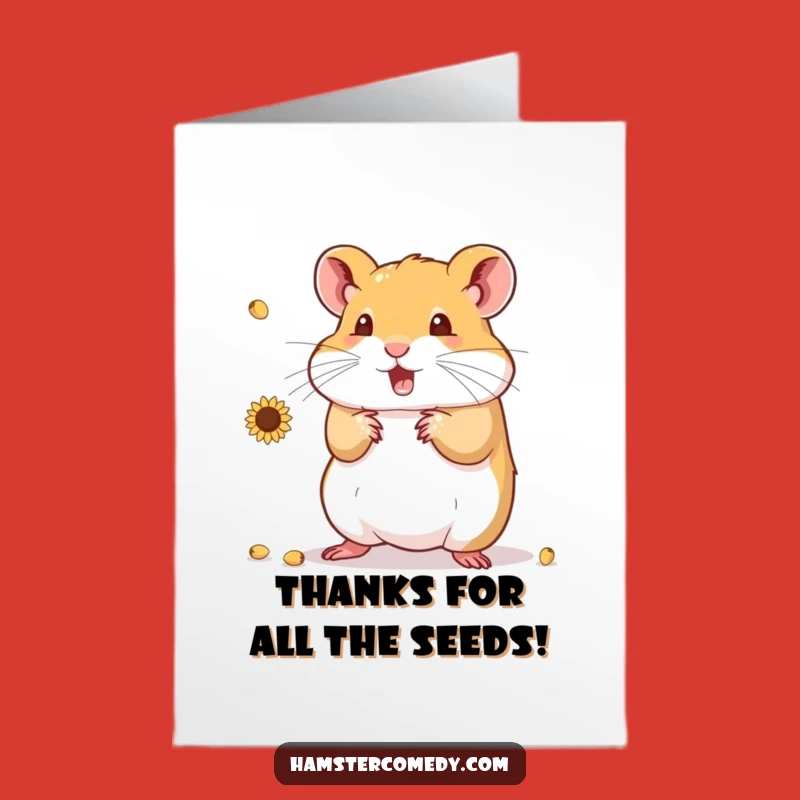 Free Printable Thank You Card Funny Hamster Juggling Seeds Downloadable Gift