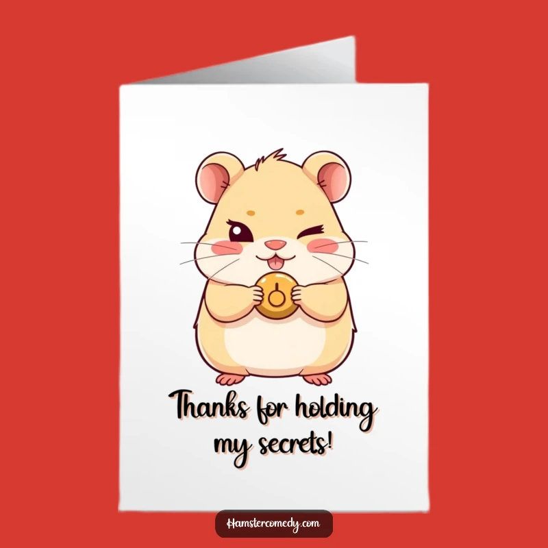 Free Printable Thank You Card: Mischievous Hamster Wink, Funny Downloadable Gratitude