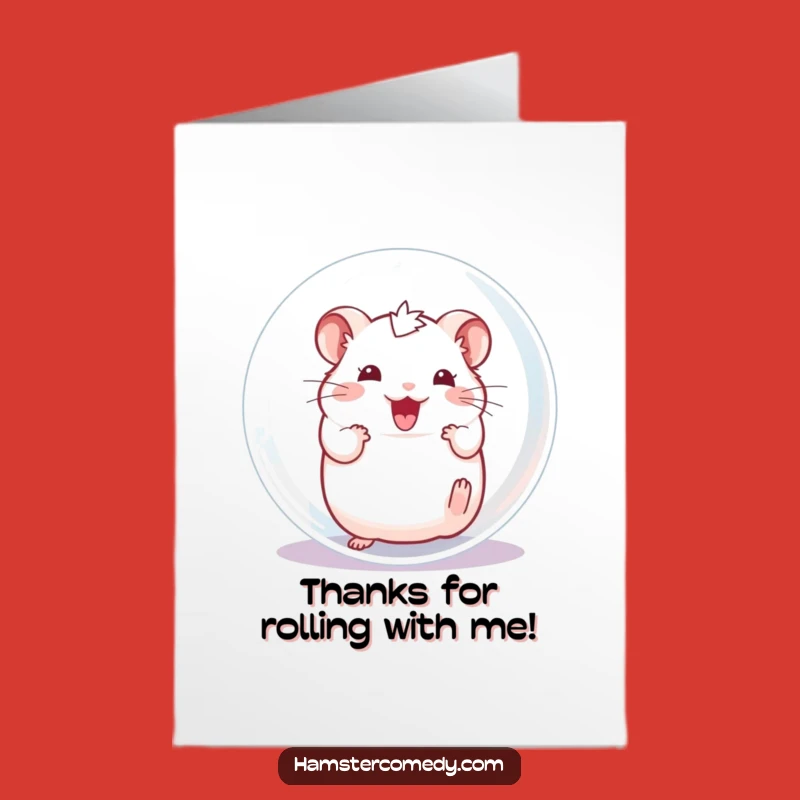 Free Printable Thank You Card: Rolling Hamster, Funny Downloadable for a Happy Thanks