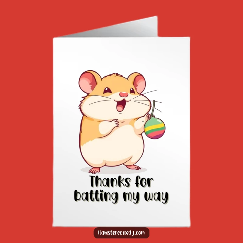 Free Printable Thank You Card: Excited Hamster Toy Fun, Funny Downloadable Gift