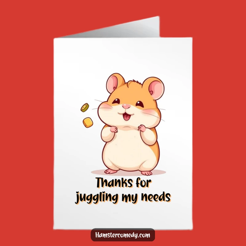 Free Printable Thank You Card: Juggling Hamster, Funny Downloadable Gift
