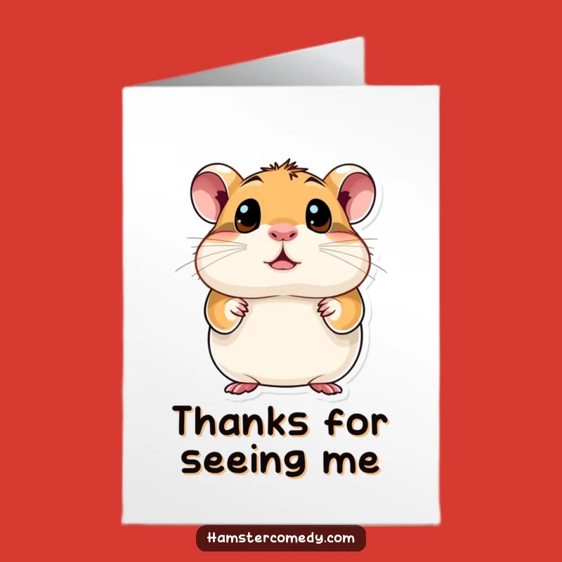 Free Printable Thank You Card Curious Hamster Wide Eyes Downloadable Gift