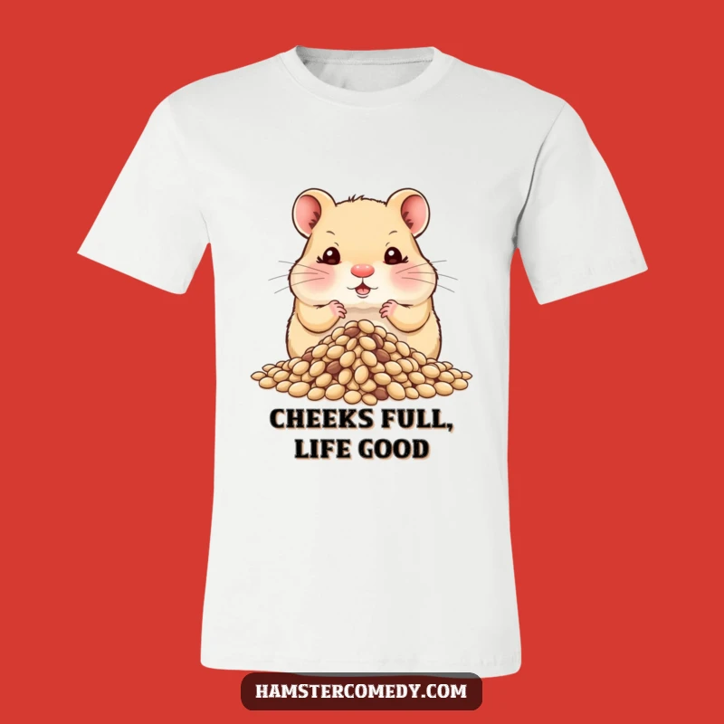 Funny Hamster Hoarding Seeds T-Shirt - Comical Chubby Cheeks Apparel Gift